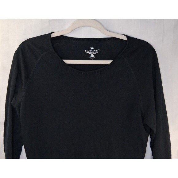 Merino Wool Seg'ments Women's Long Sleeve Top Base Layer Black Fitted Size L - Picture 2 of 10